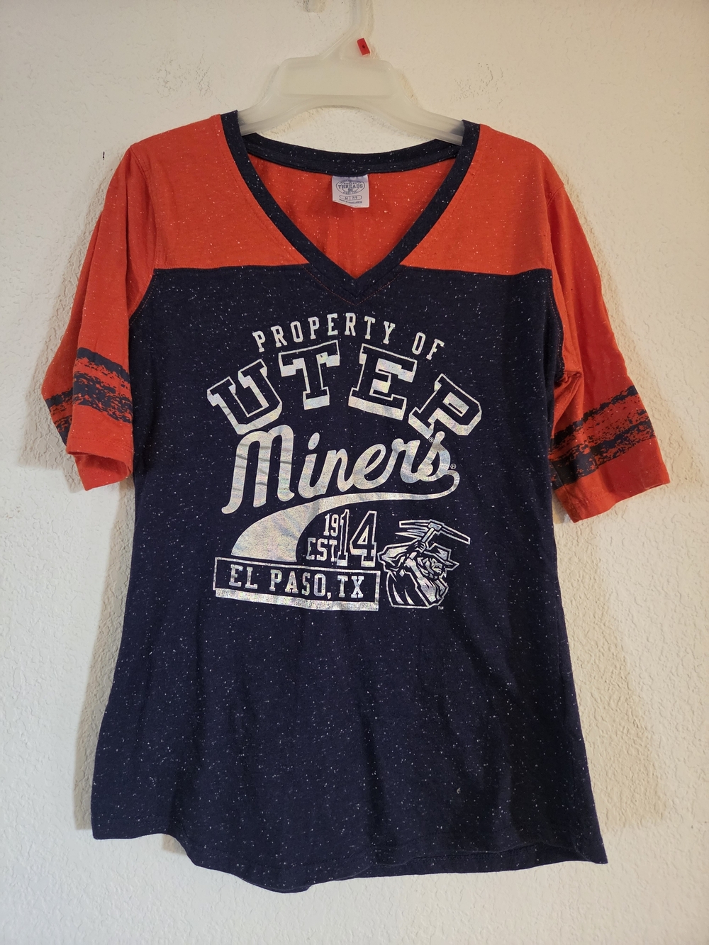 Rivalry Threads Navy & Orange UTEP Miners V‑Neck Tee Shirt